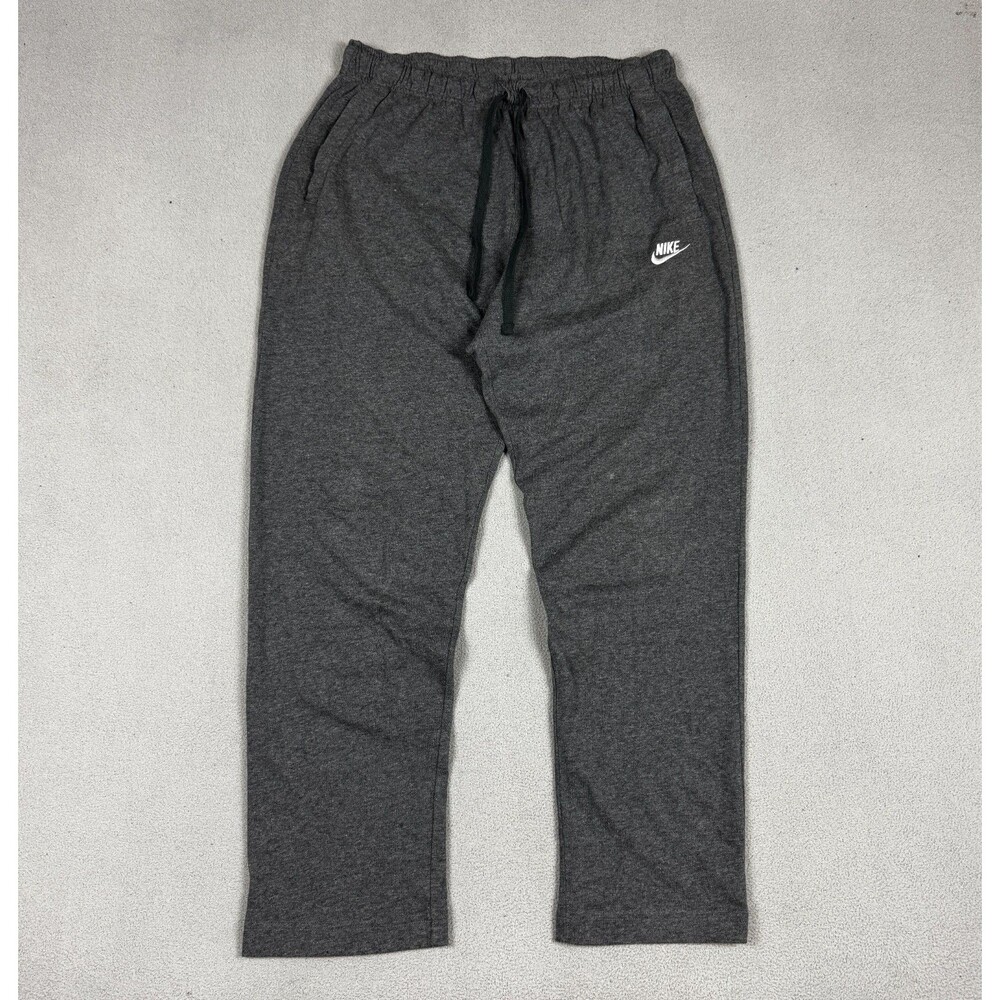 Nike Mens L Charcoal Dark Grey Lightweight Cotton Jersey Open Hem Sweatpants
